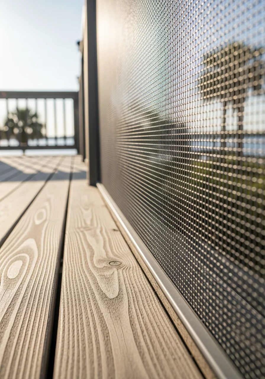 Detail shot of marine-grade materials and coastal-appropriate construction on a Pinellas County waterfront property.